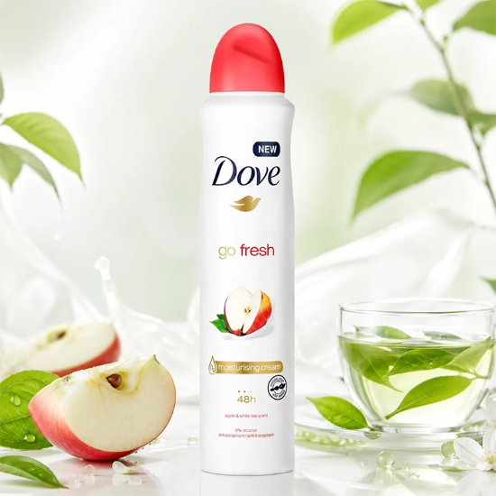 تصویر  اسپری دئودورانت زنانه سیب و چای داو Dove Go Fresh حجم 250ml