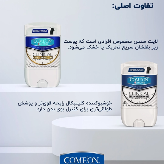 تصویر  استیک ضد تعریق صابونی کامان ComeOn مدل Power Stress حجم 50 میل