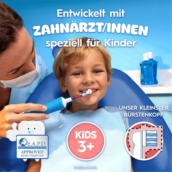 تصویر  مسواک برقی کودک اورال بی Oral-B مدل Spiderman با سری فوق نرم