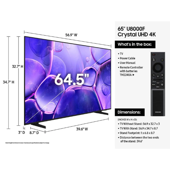 تصویر  تلویزیون 65 اینچ ال ای دی سامسونگ مدل 65U8000F